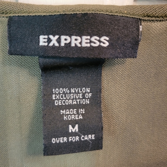 90s Y2K Express Green Sparkle Micro Mesh Embellished Top - Picture 7 of 8